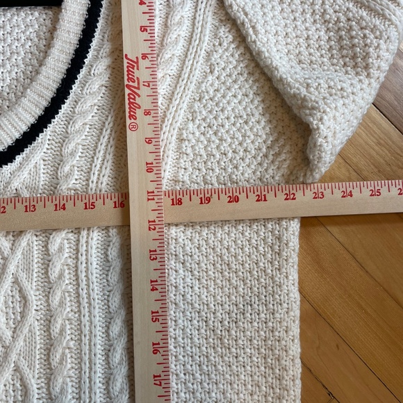 ABERCROMBIE & FITCH Tipped Slouchy Cable V-Neck Sweater Chunky Boxy Fit Preppy - Picture 11 of 12